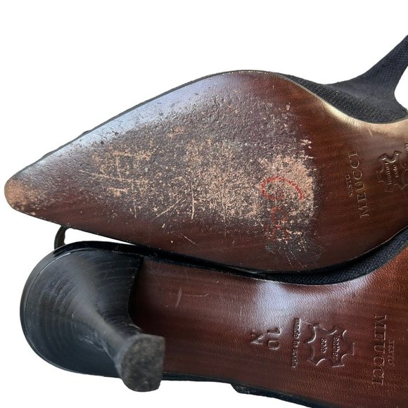 Sesto Meucci Black Fabric & Patent Leather Slingback Pointy Toe Heels Womens 10N - Picture 12 of 15